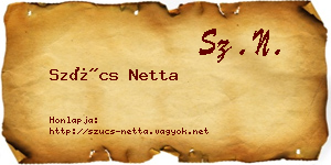 Szűcs Netta névjegykártya