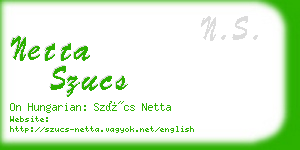 netta szucs business card